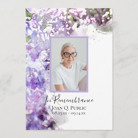 Paarse Lila Bloemen Begrafenisdienst Programmakaart (Voorkant)