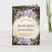 Paarse Lila Bloemen Betoverde Bos Quinceañera Programma (Voorkant)