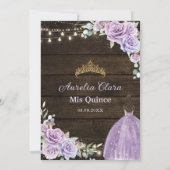 Paarse Lila Bloemen Betoverde Bos Quinceañera Save The Date (Achterkant)