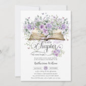 Paarse Lila Bloemen Boek Nieuw Chapter Baby shower Kaart (Voorkant)