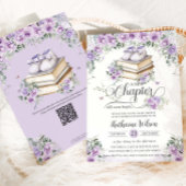 Paarse Lila Bloemen Boek Nieuw Chapter Baby shower Kaart