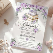 Paarse Lila Bloemen Boek Nieuw Chapter Baby shower Kaart