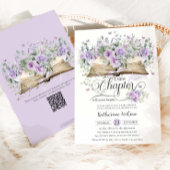 Paarse Lila Bloemen Boek Nieuw Chapter Baby shower Kaart