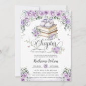 Paarse Lila Bloemen Boek Nieuw Chapter Baby shower Kaart (Voorkant)