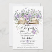 Paarse Lila Bloemen Boek Nieuw Chapter Vrijgezelle Kaart (Voorkant)