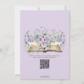 Paarse Lila Bloemen Boek Nieuw Chapter Vrijgezelle Kaart (Achterkant)