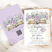 Paarse Lila Bloemen Boek Nieuw Chapter Vrijgezelle Kaart