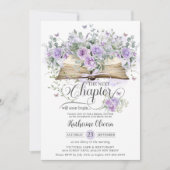 Paarse Lila Bloemen Boek Volgende Chapter Bruids Kaart (Voorkant)