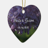 Paarse Lila bloemen bruiloft Keramisch Ornament (Links)