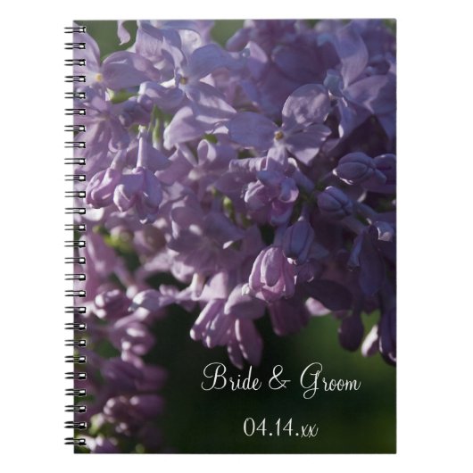 Paarse Lila bloemen bruiloft Notitieboek (Voorkant)
