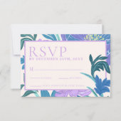 Paarse Lila Bloemen Bruiloft RSVP kaart (Voorkant)