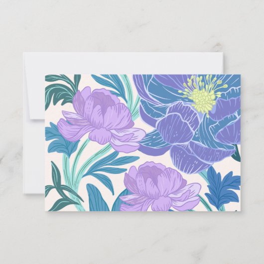 Paarse Lila Bloemen Bruiloft RSVP kaart (Achterkant)