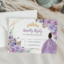 Paarse Lila Bloemen Bruin Meisje Quinceañera Reage