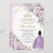Paarse Lila Bloemen Bruin Prinses Quinceanera Kaart (Voorkant / Achterkant)