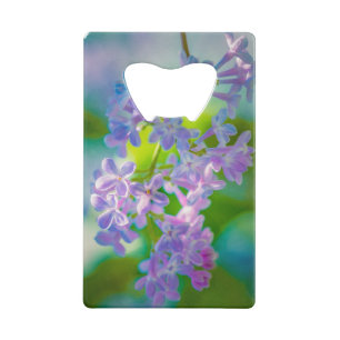 Paarse Lila bloemen Creditkaart Flessenopener