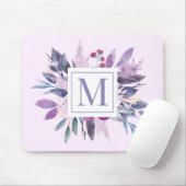 Paarse Lila Bloemen Custom Monogram Muismat (Met muis)