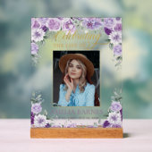 Paarse Lila Bloemen Foto Begrafenis Leven Acryl Bord (Neutraal)