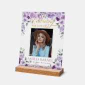 Paarse Lila Bloemen Foto Begrafenis Leven Acryl Bord (Hoek)