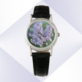 Paarse Lila bloemen Horloge