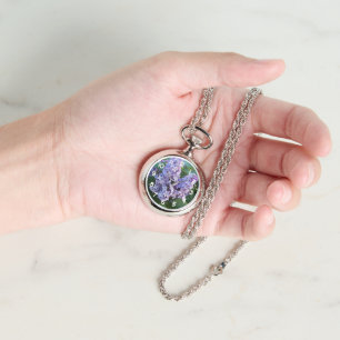Paarse Lila bloemen Horloge