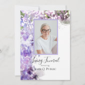 Paarse Lila bloemen levend begrafenisfeest Kaart (Voorkant)