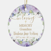 Paarse Lila Bloemen Liefdevolle Herdenking Foto Keramisch Ornament (Links)