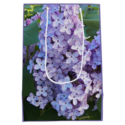 Paarse Lila bloemen Medium Cadeauzakje (Achterkant)