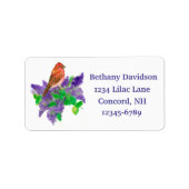 Paarse Lila bloemen Paarse vink retouradres Etiket (Voorkant)