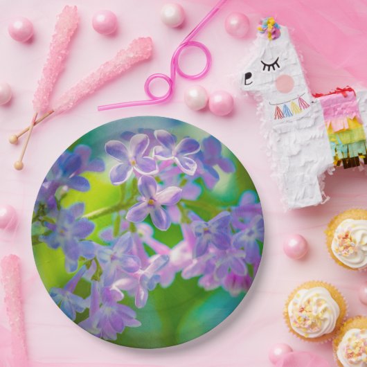 Paarse Lila bloemen Papieren Bordje (Feest)