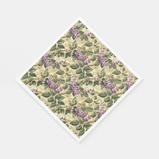 Paarse Lila Bloemen Party Papier Servetten Servies (Hoek)