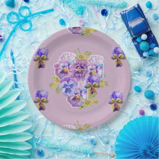 Paarse lila bloemen Patroon Papierpartij Bord (Feest)