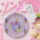 Paarse lila bloemen Patroon Papierpartij Bord (Feest)