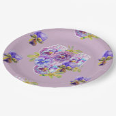 Paarse lila bloemen Patroon Papierpartij Bord (Gekanteld)