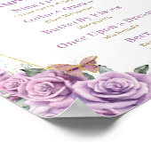 Paarse Lila Bloemen Quinceanera Bar Cocktail Menu Poster (Hoek)