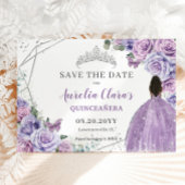 Paarse Lila Bloemen Quinceanera Brown Princess Save The Date