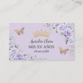 Paarse Lila Bloemen Quinceañera QR Gift Registry Informatiekaartje (Achterkant)
