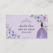 Paarse Lila Bloemen Quinceañera QR Gift Registry Informatiekaartje (Achterkant)