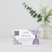 Paarse Lila Bloemen Quinceañera QR Gift Registry Informatiekaartje (Staand voorkant)