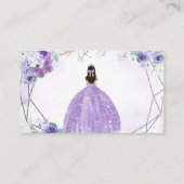 Paarse Lila Bloemen Quinceañera QR Gift Registry Informatiekaartje (Achterkant)