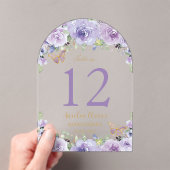 Paarse Lila Bloemen Quinceañera XV 16 Tafelnummer (Insitu (Draagbaar))