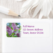 Paarse Lila bloemen retour adres mailing label (Insitu)