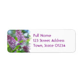 Paarse Lila bloemen retour adres mailing label (Voorkant)