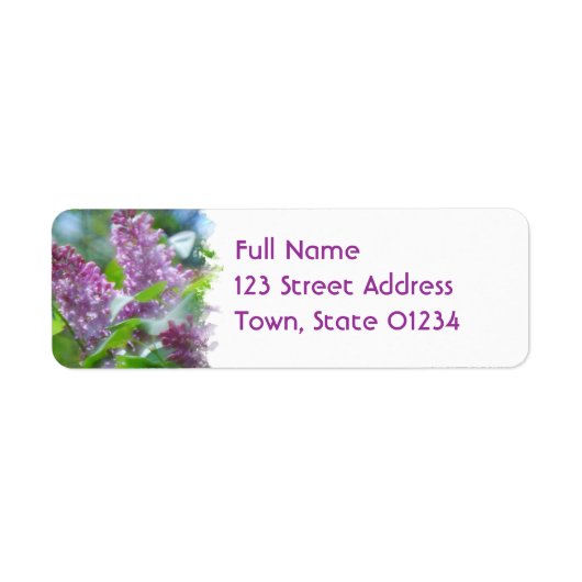 Paarse Lila bloemen retour adres mailing label (Voorkant)