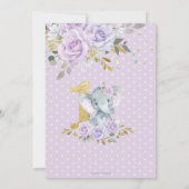 Paarse Lila Bloemen Schattigee Olifant Een 1e Verj Kaart (Achterkant)