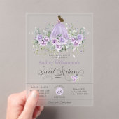 Paarse Lila Bloemen Sweet Sixteen 16e Verjaardag Acryl Uitnodigingen (Insitu (Draagbaar))