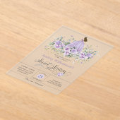 Paarse Lila Bloemen Sweet Sixteen 16e Verjaardag Acryl Uitnodigingen (Laagn)