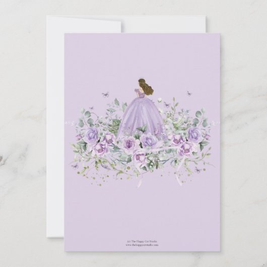 Paarse Lila Bloemen Sweet Sixteen 16e Verjaardag Save The Date (Achterkant)