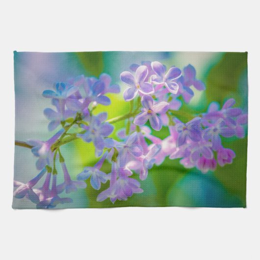 Paarse Lila bloemen Theedoek (Horizontaal)