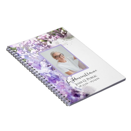 Paarse Lila bloemen - Viering van het leven Notitieboek (Rechterzijde)