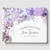 Paarse Lila Bloemen Viering van het Levensmonument Gastenboek (Voorkant)